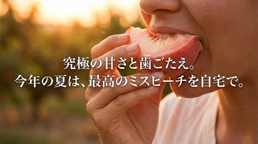 究極の甘さと歯ごたえを持つ最高峰のミスピーチをおうちで堪能するイメージ