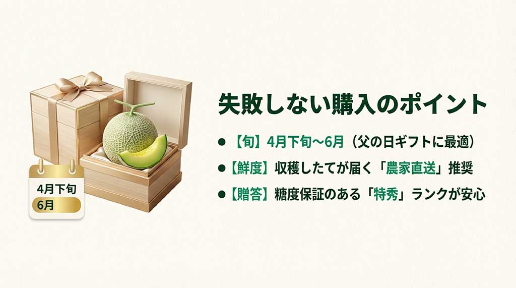 高級感のあるギフトボックスに入ったイバラキングと、旬の時期(4月下旬〜6月)、特秀ランクの推奨を記した画像