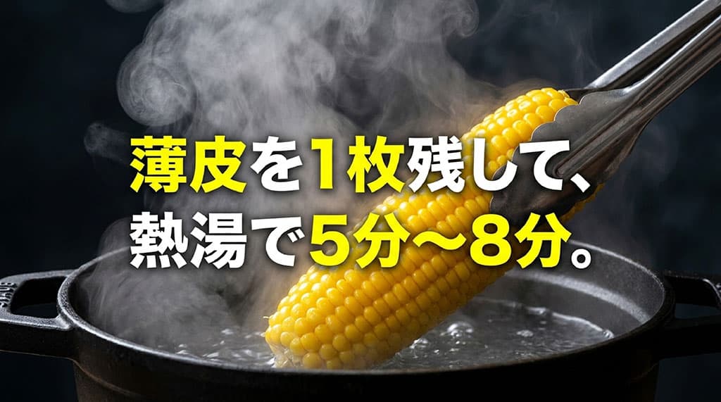 甘太郎は薄皮を1枚残し、沸騰した湯で5分から8分ほど茹でる