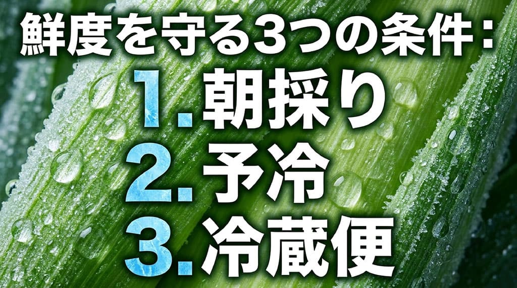 鮮度のよい甘太郎を取り寄せるために確認したい朝採り、予冷、冷蔵便の3条件