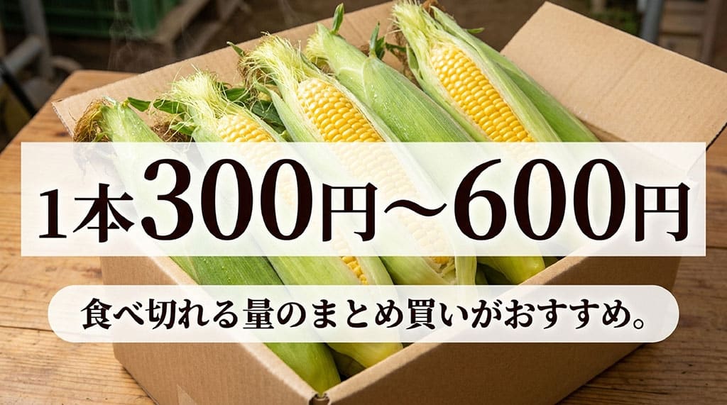 箱入りの恵味ゴールドと、通販価格の目安である1本300円から600円を示した画像