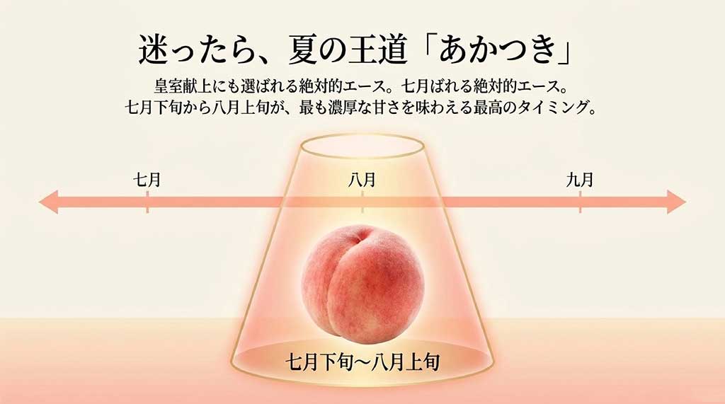 皇室献上桃にも選ばれる7月下旬から8月上旬が旬の看板品種「あかつき」の紹介