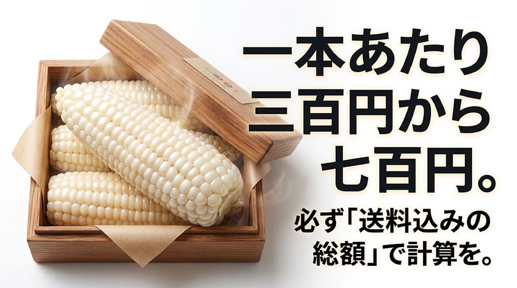ピュアホワイトの通販価格は1本当たり約300~700円で、送料込み総額で比較することを示したスライド