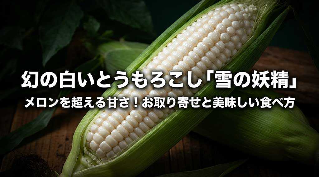 幻の白いとうもろこし「雪の妖精」の魅力とお取り寄せ・美味しい食べ方を解説するアイキャッチ画像